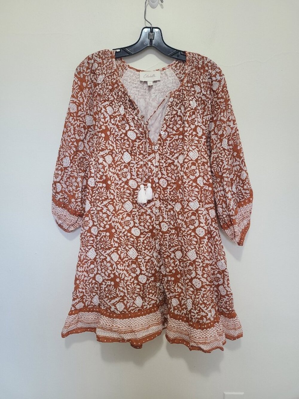 Cleobella Rust and White Floral Long Sleeve Dress
